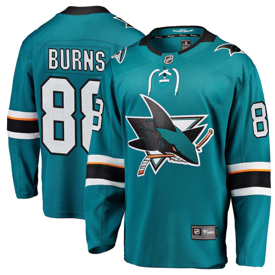 Men San Jose Sharks 88 Brent Burns Fanatics Branded Teal Breakaway Player NHL Jersey